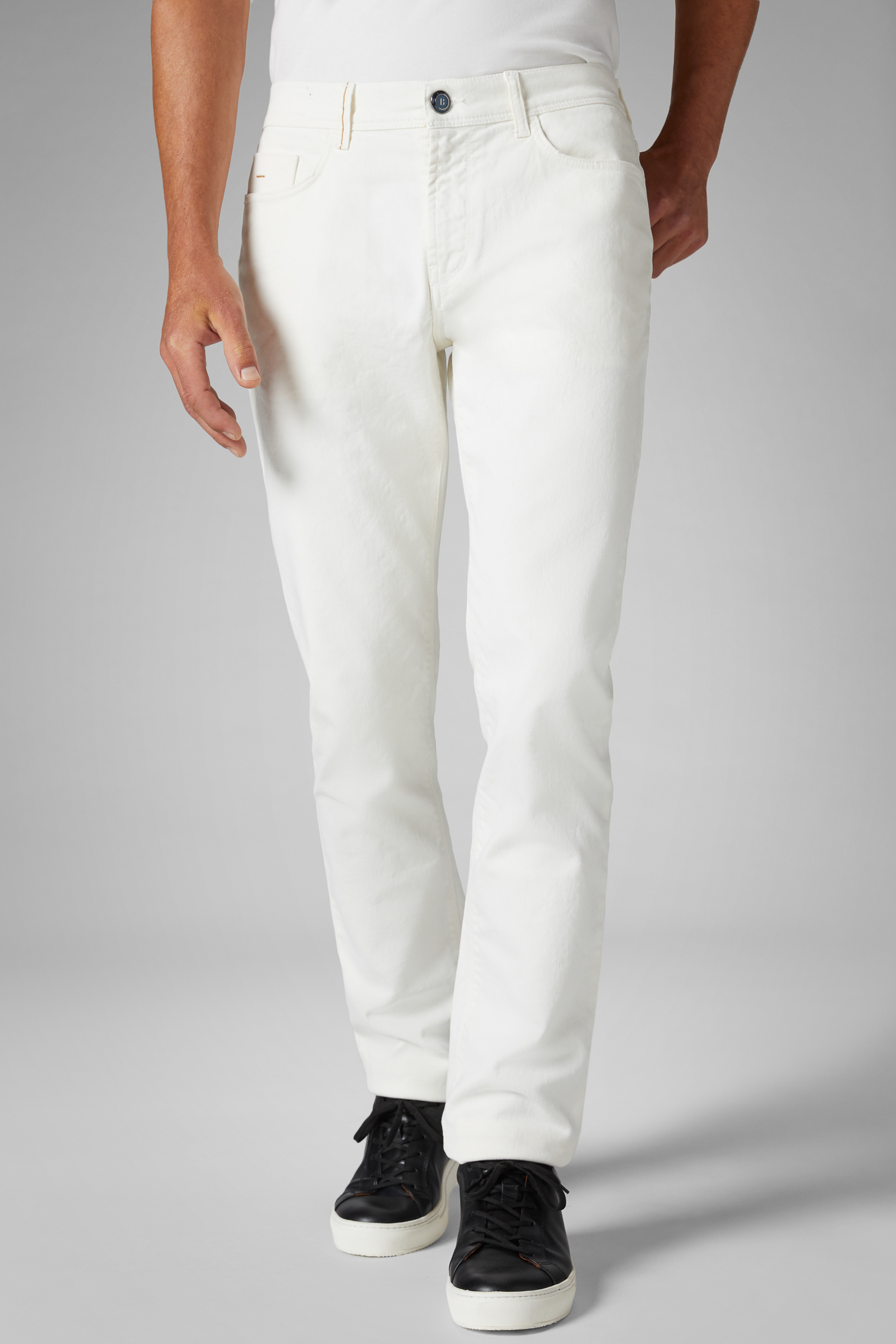 Regular Fit Stretch Cotton Bull Denim 5 Pocket Trousers | Boggi
