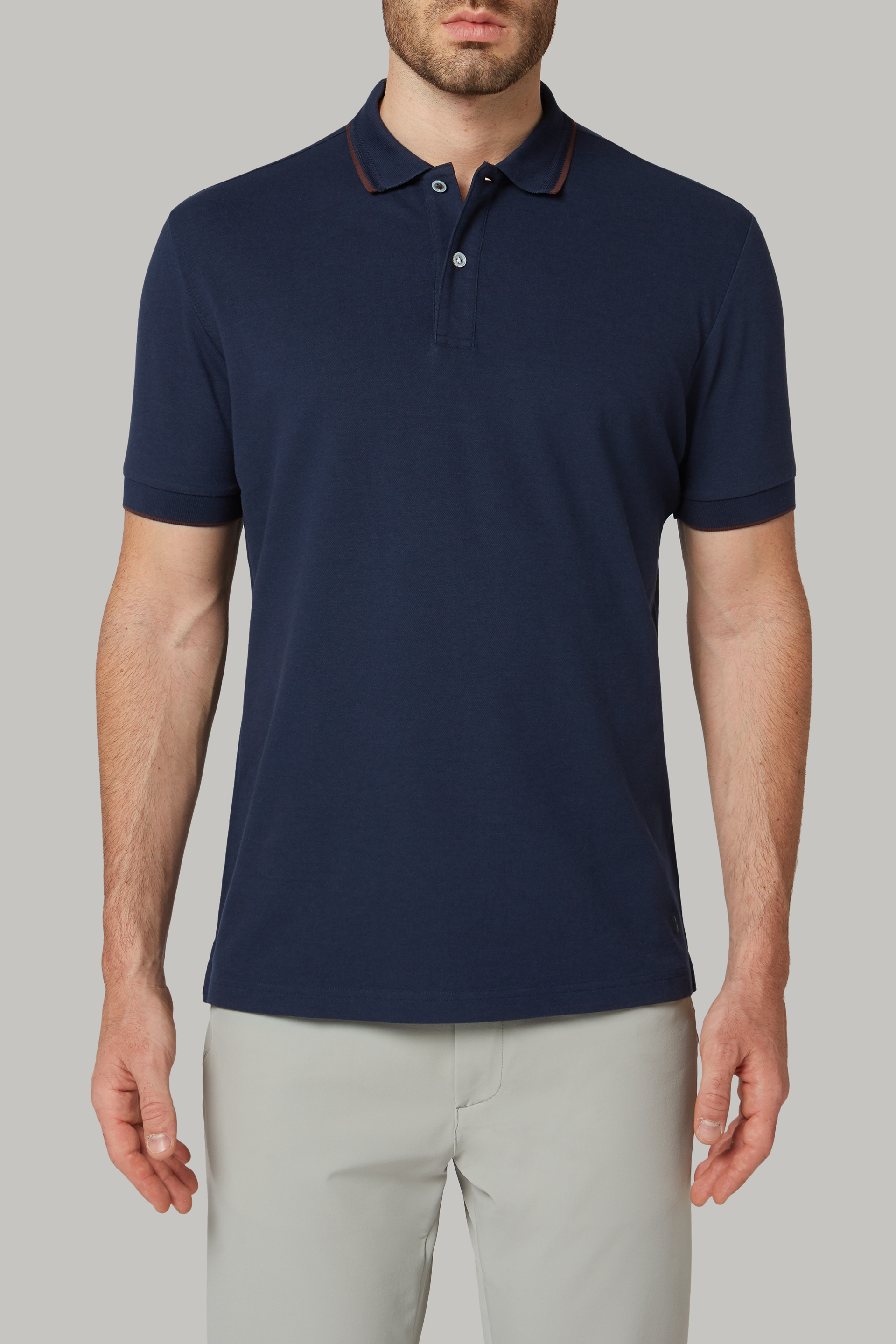 Cotton and tencel piqué regular fit polo shirt | Boggi