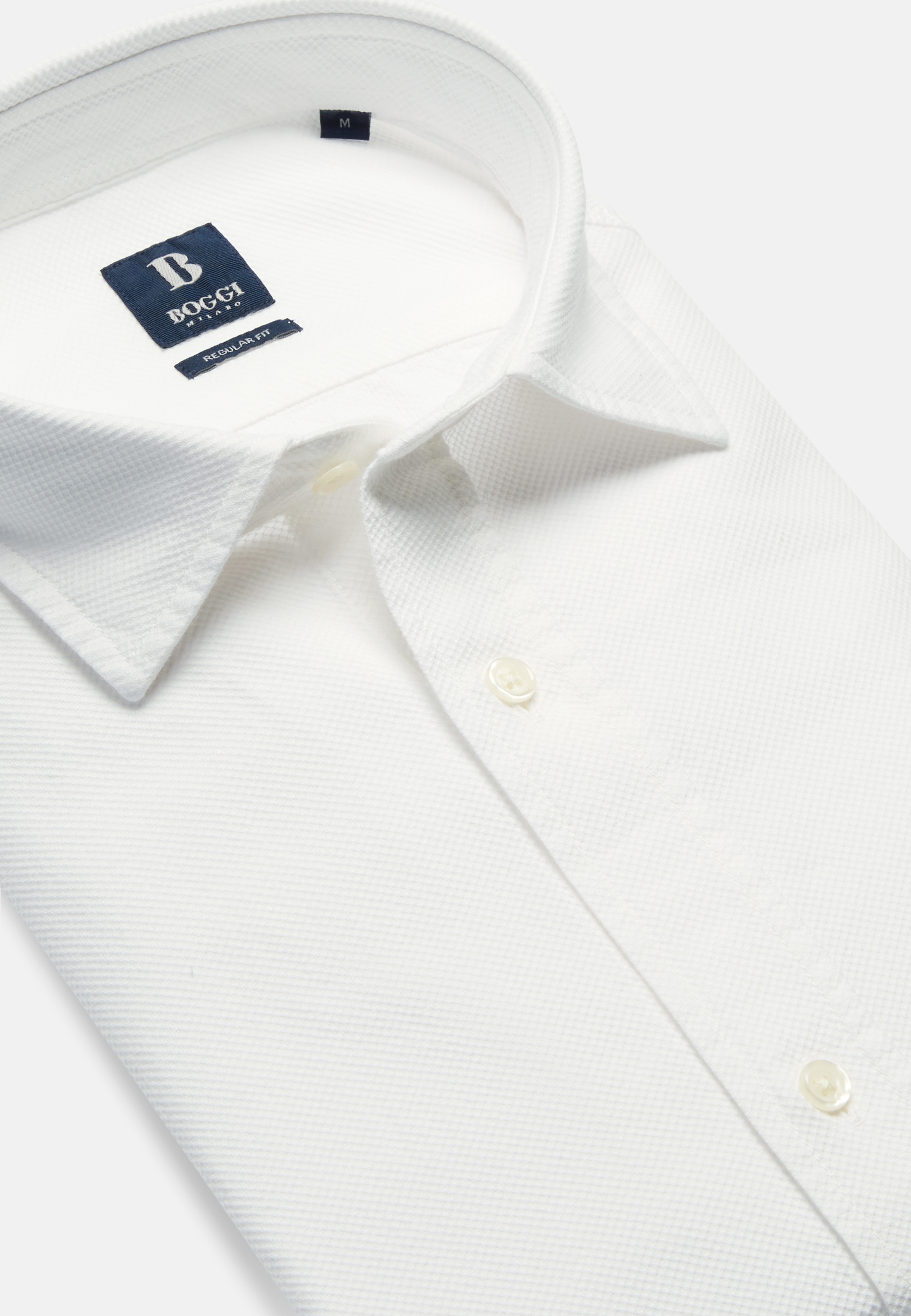 Regular Fit White Cotton Shirt | Boggi