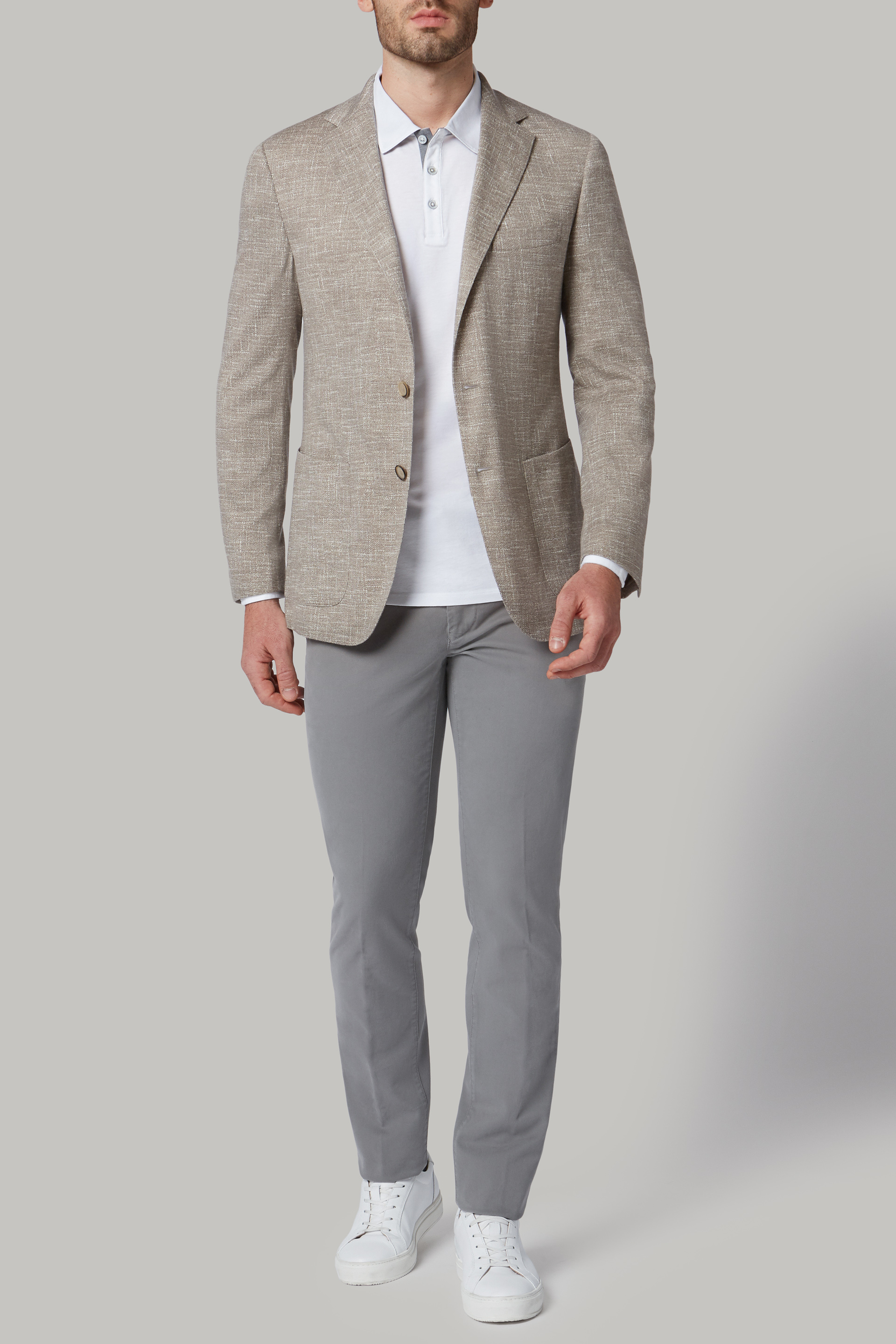 Men's Beige Printed Wool Jersey Como Blazer | Boggi Milano