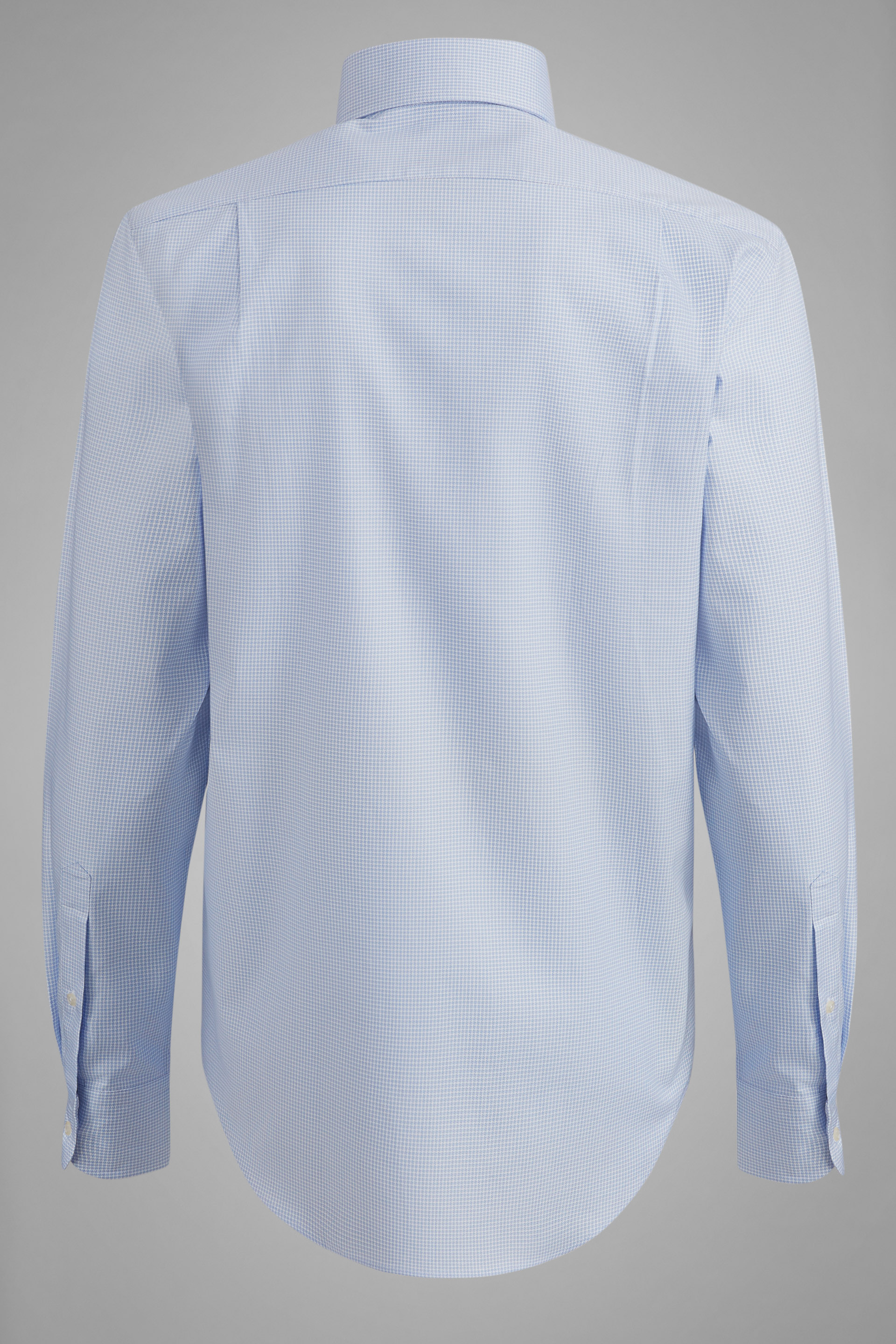 Men's Regular Fit Sky Blue Houndstooth Shirt With Capri Collar | Boggi ...