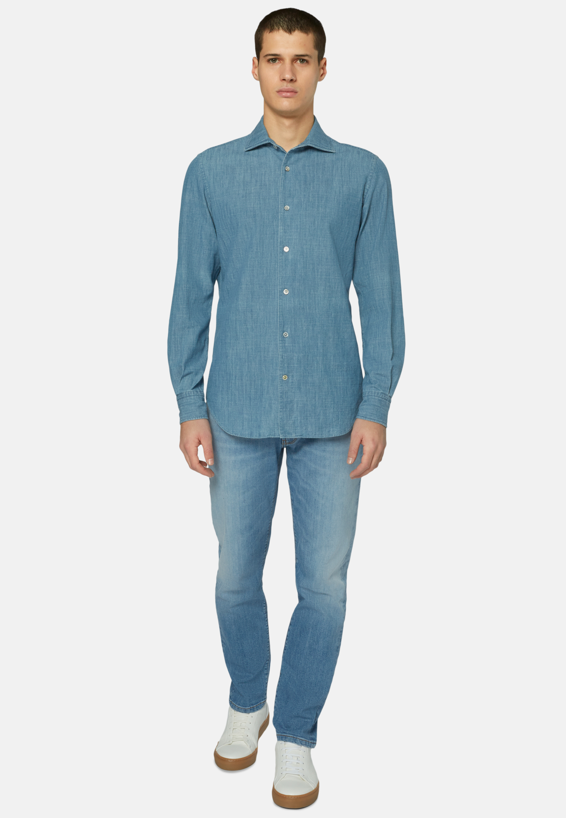 Men's Regular Fit Cotton Denim Shirt | Boggi Milano
