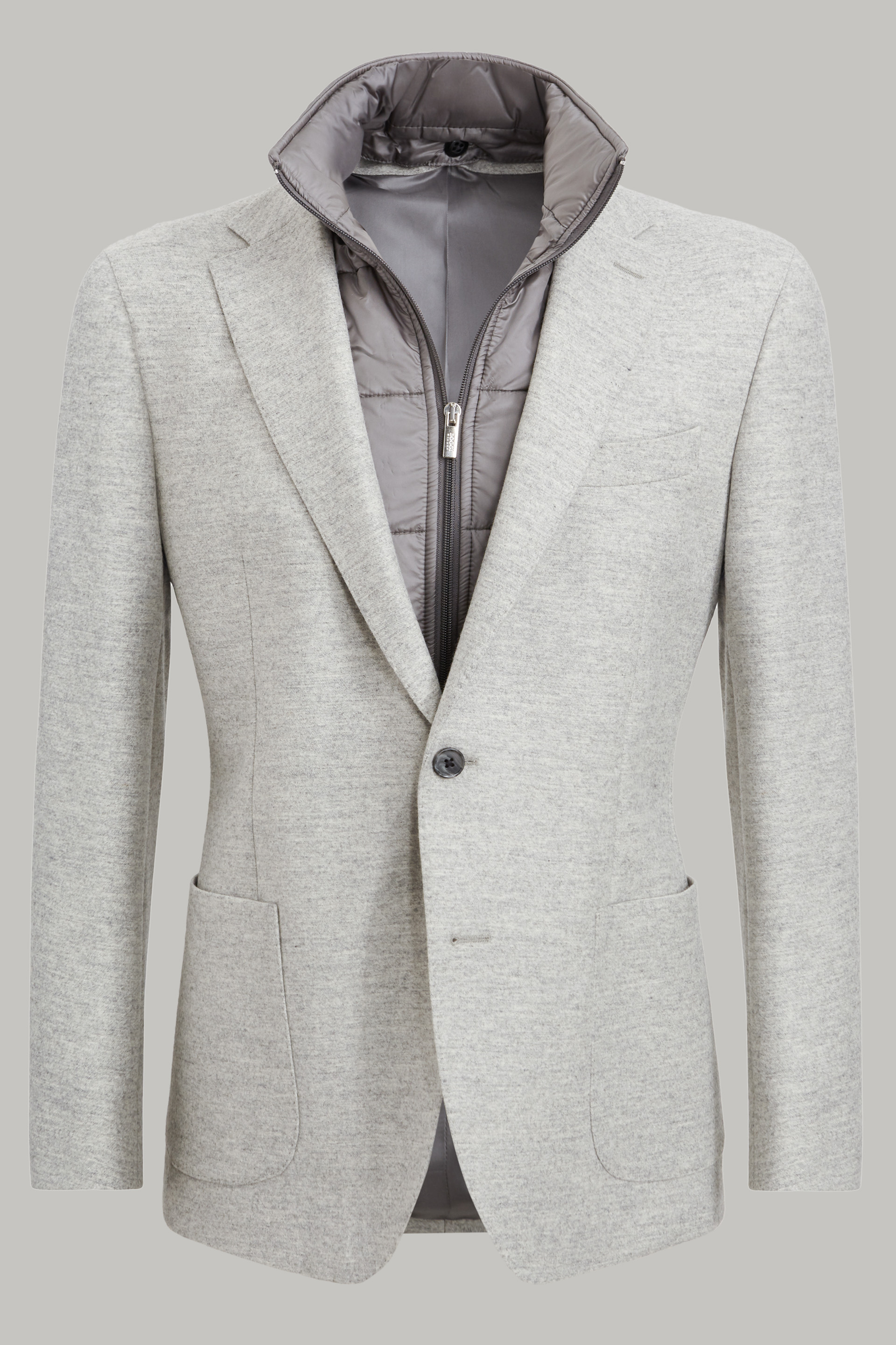 Light grey flannel jacket with plastron Boggi