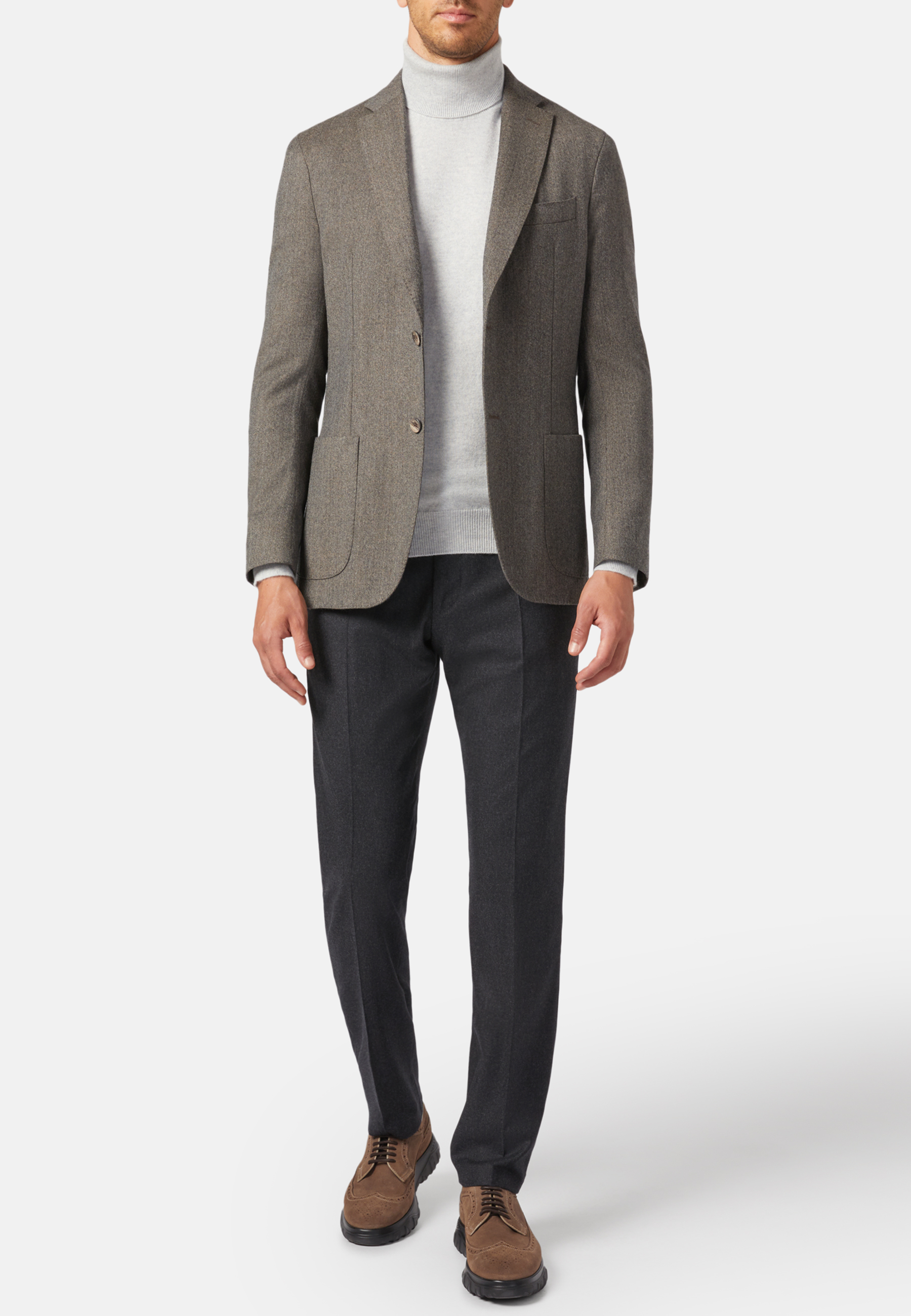 Men's Dovey Grey Jacket in Wool Flannel | Boggi Milano