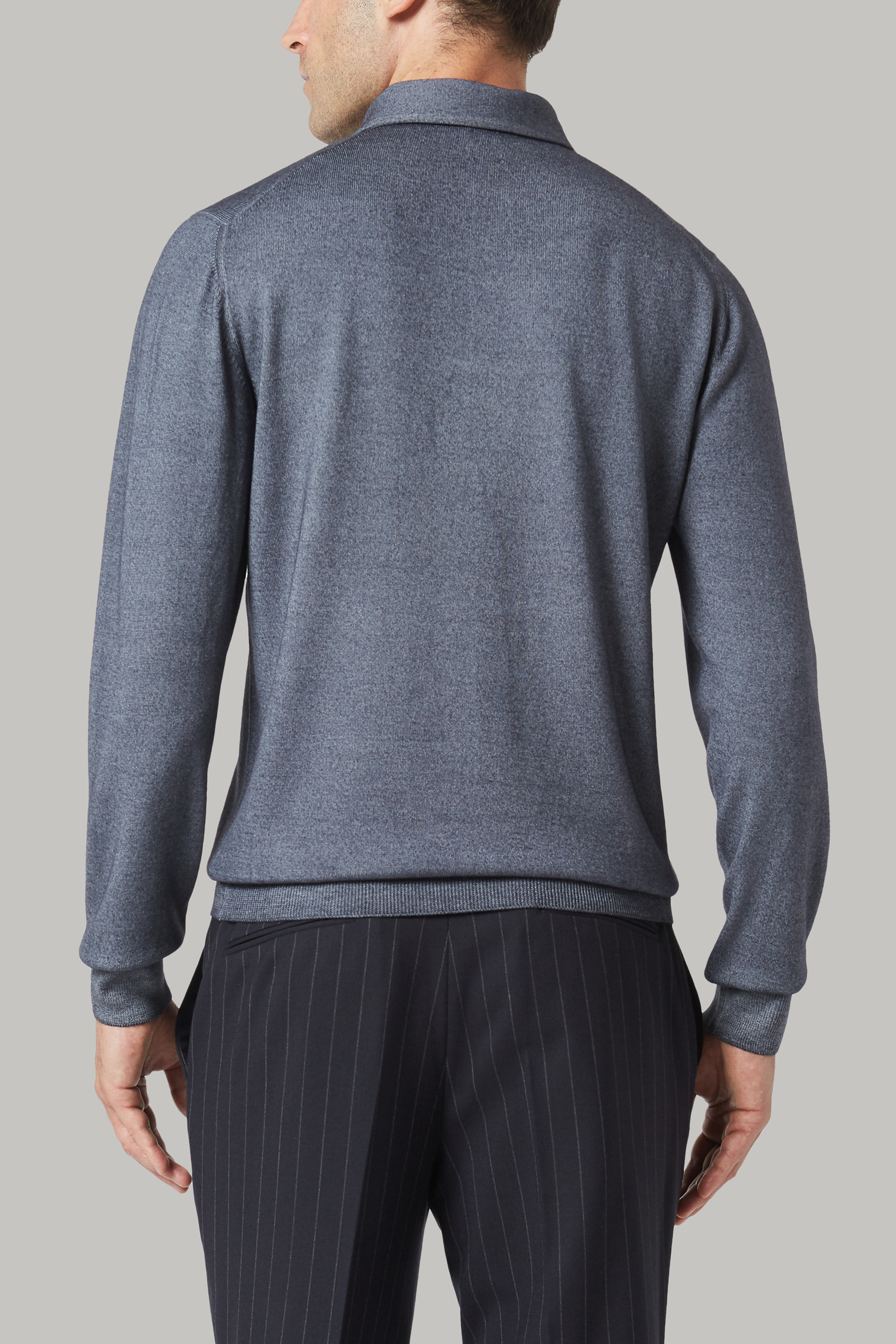 Dark Grey Merino Wool Knitted Polo