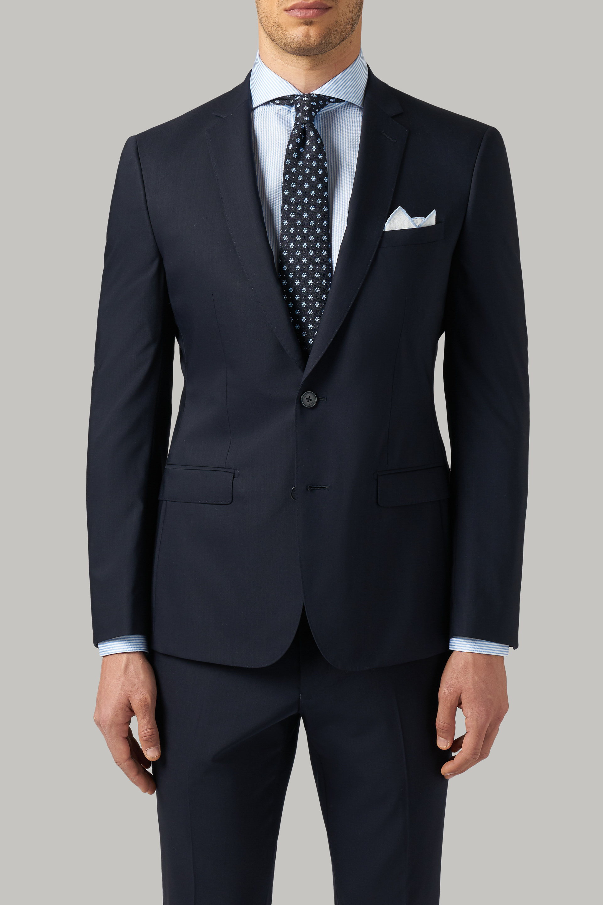 Men's Plain black stretch wool suit | Boggi Milano