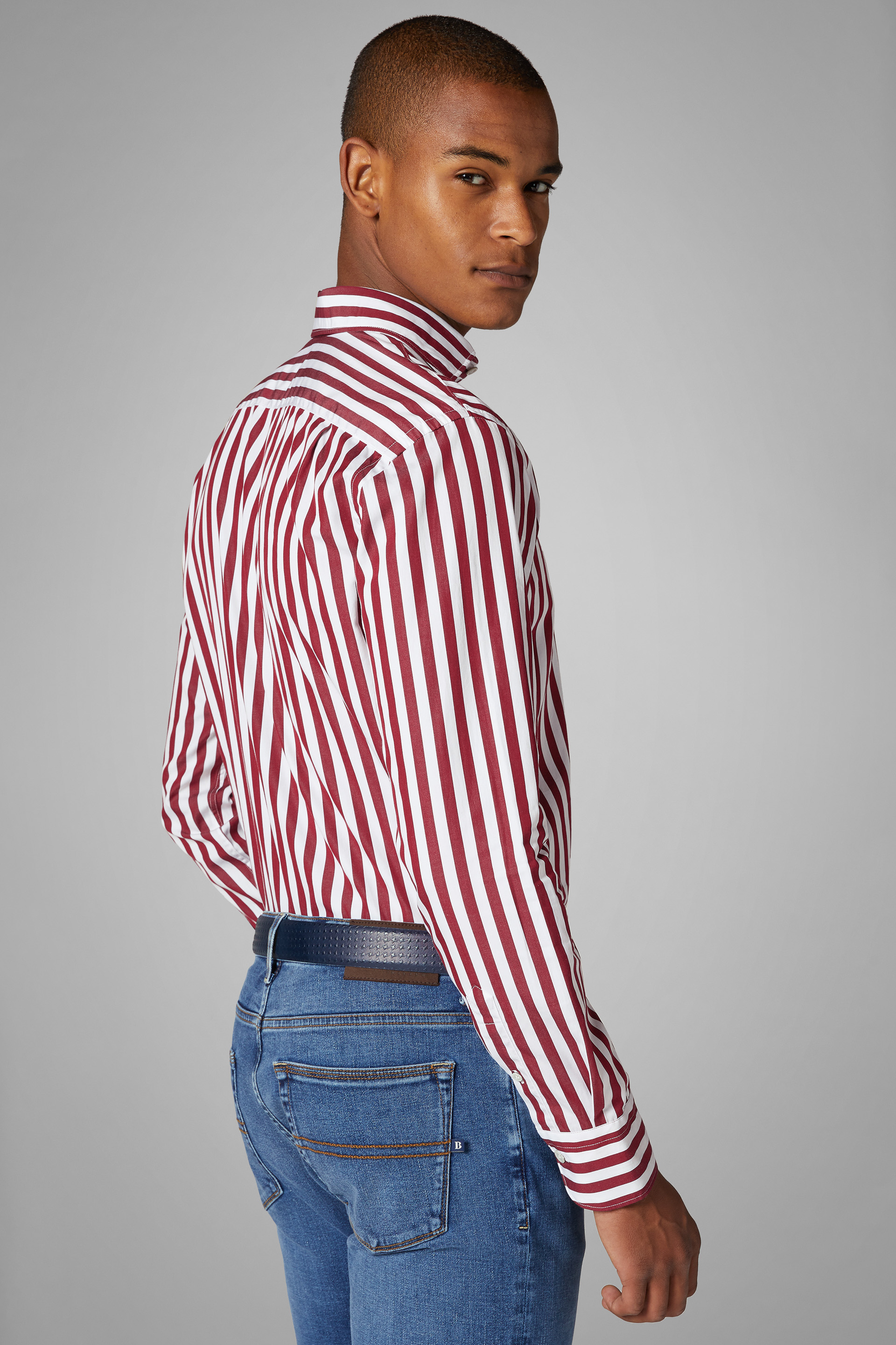 Burgundy Striped Shirt ...