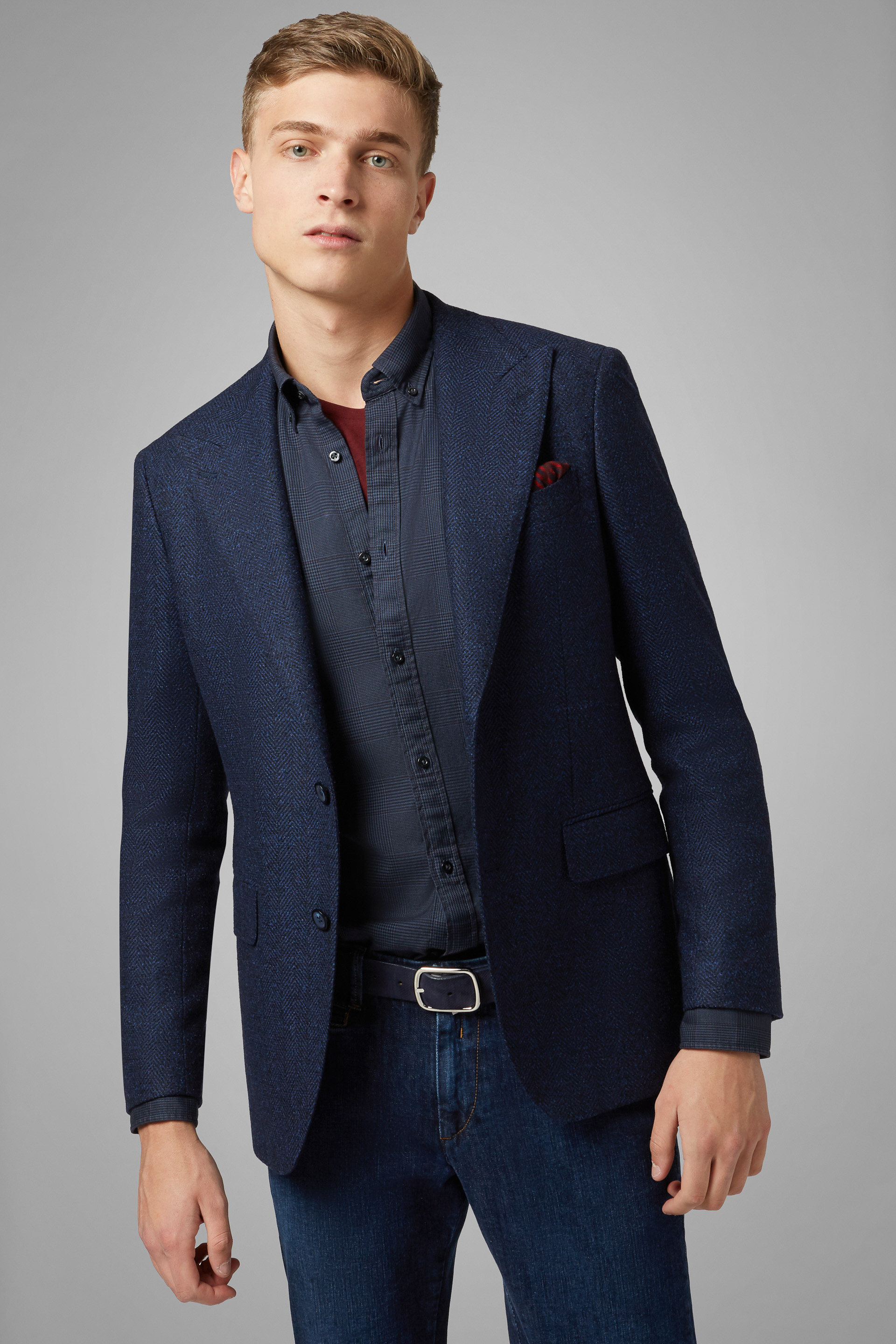 veste de blazer garcon en maille milano bleu garcon