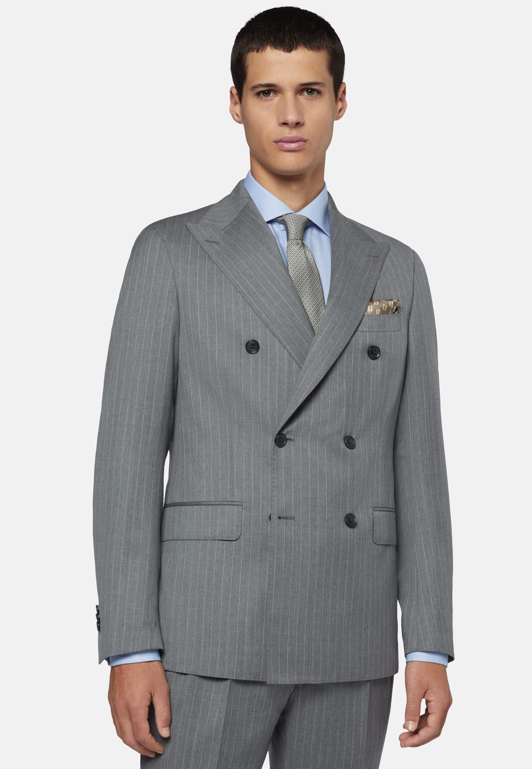 Dark Grey Striped Milano Suit in Pure S130's Wool | SUITSUPPLY India