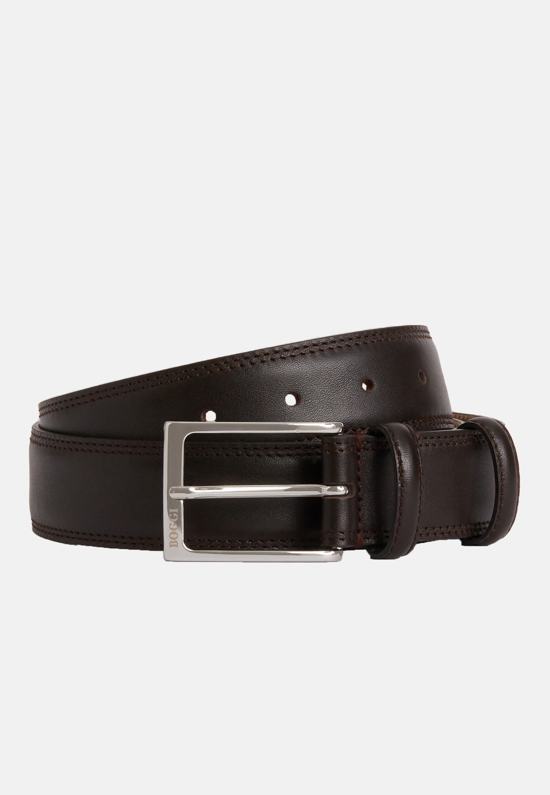 Men's Saddle-stitched Tumbled Leather Belt