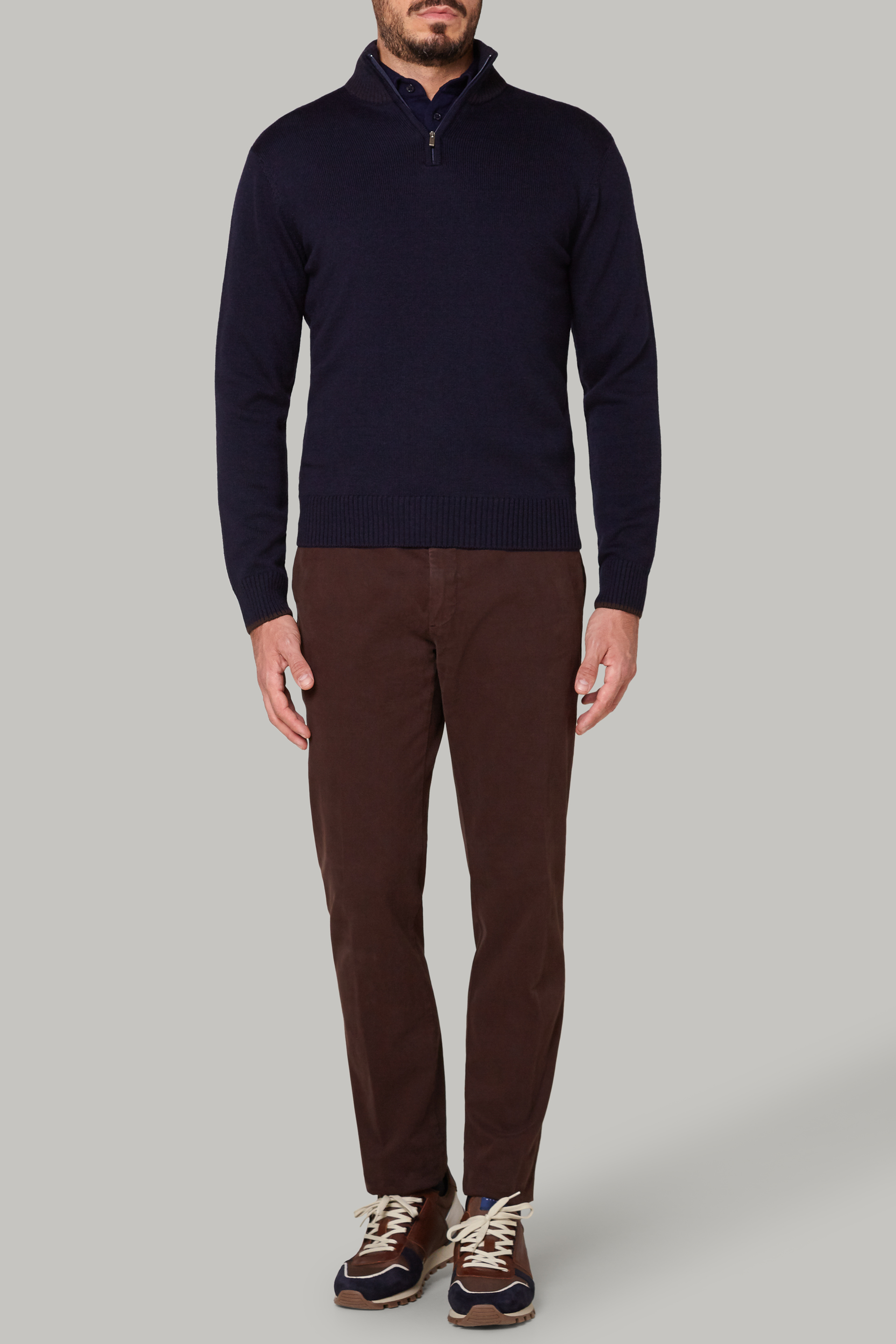 Men's Merino wool half zip sweater | Boggi Milano