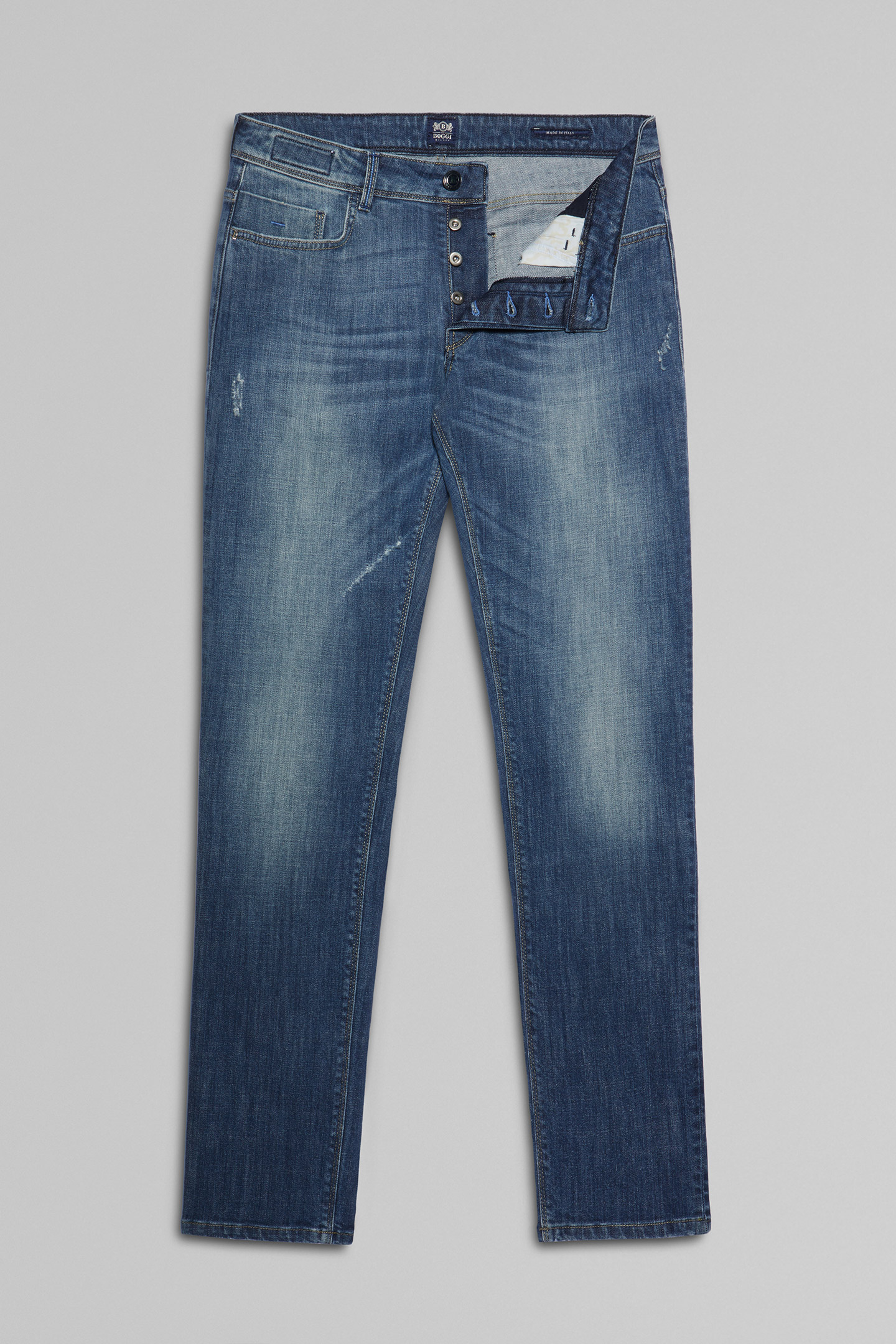 Men's Extra Slim Fit Medium Wash Stretch Denim 5 Pocket Jeans | Boggi ...