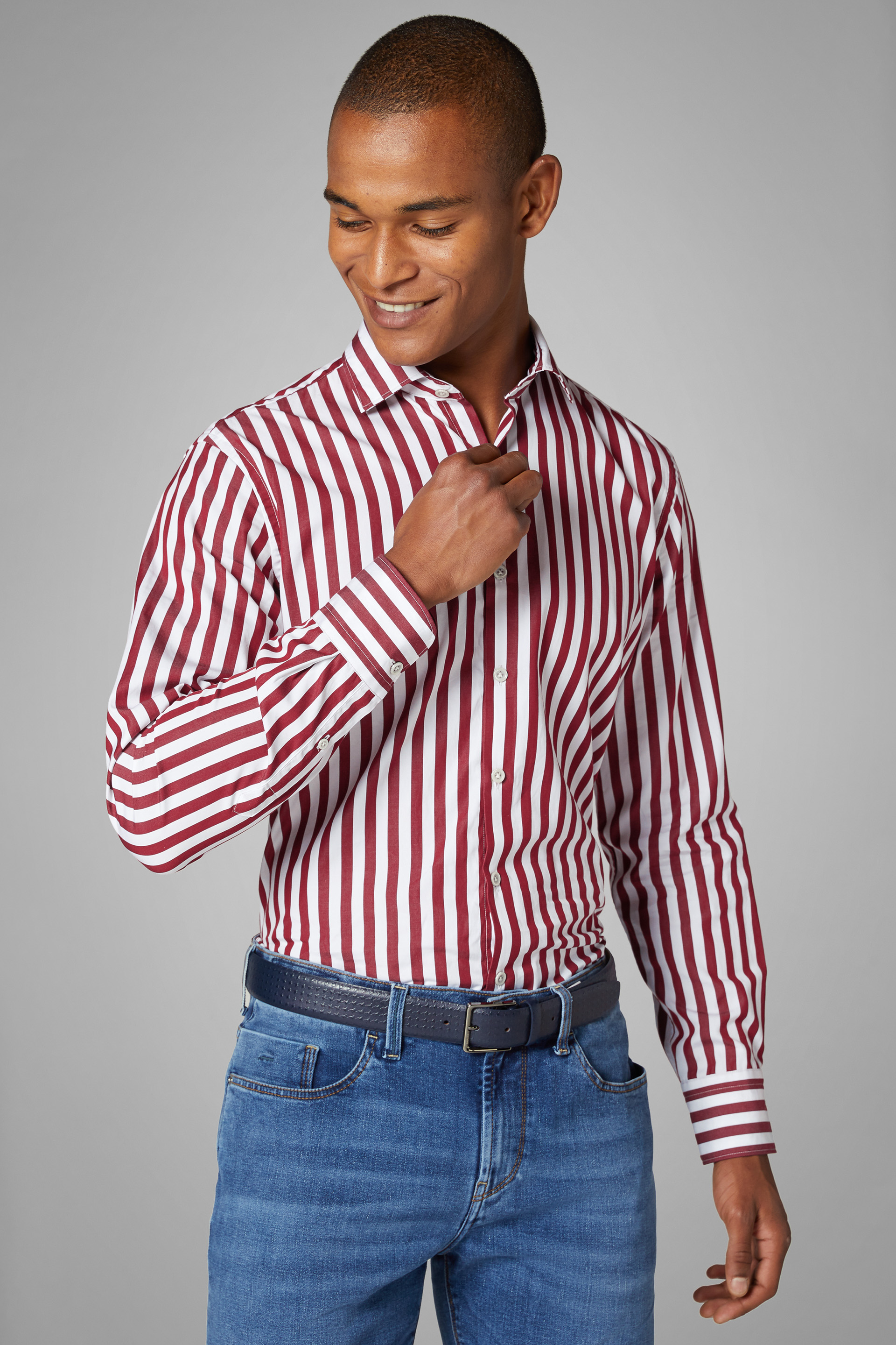 maroon striped shirt mens