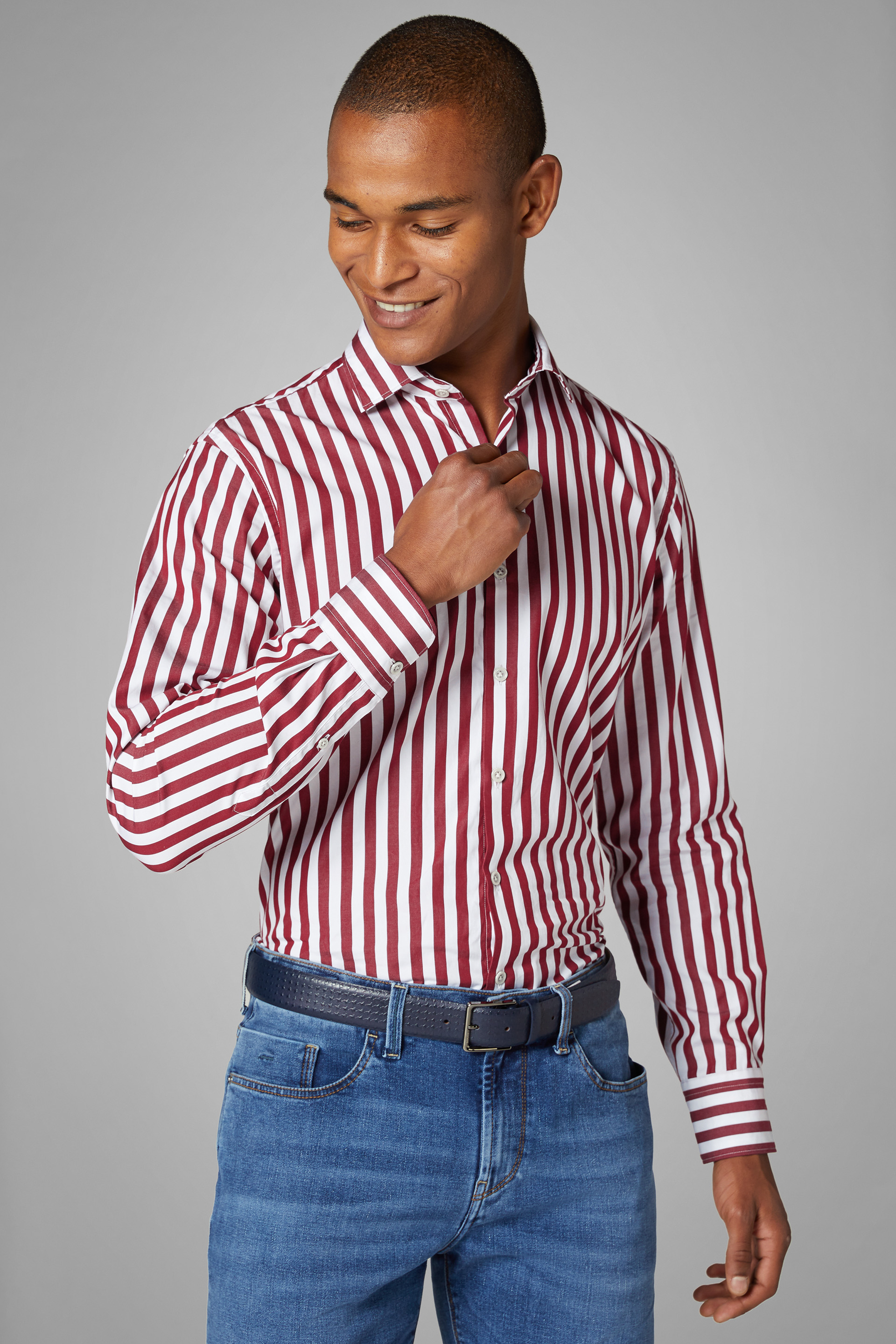 Burgundy Striped Shirt ...